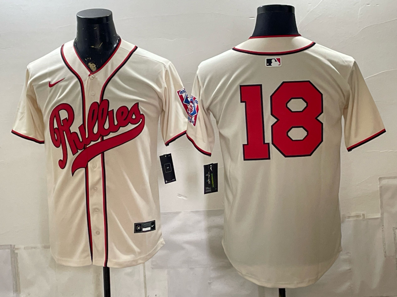 Men 2026 Philadelphia Phillies #18 cream Game Nike MLB Jersey 082600->pittsburgh steelers->NFL Jersey
